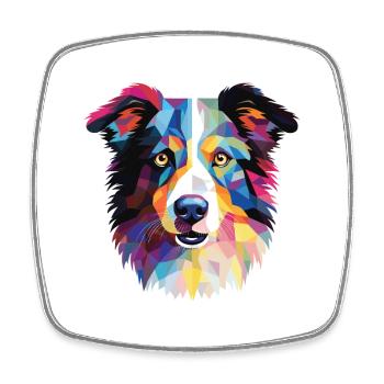 Border Collie chien race aquarelle Illustration - Magnet carré - blanc - Devant
