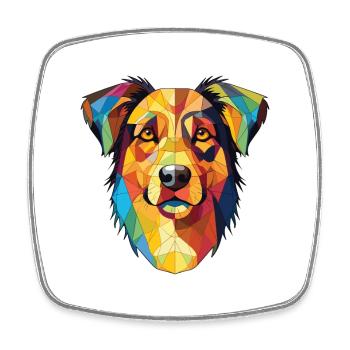 Baskischer Schäferhund Rasse Aquarell Illustration - Viereckiger Kühlschrankmagnet - Weiß - Vorne