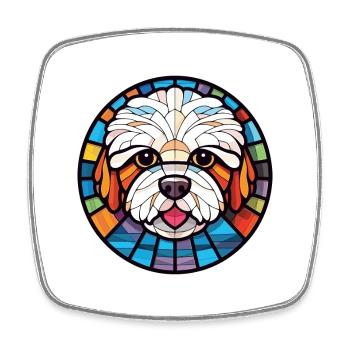Bichon frisé chien race aquarelle Illustration - Magnet carré - blanc - Devant