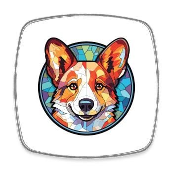 Corgi chien race coloré aquarelle illustration - Magnet carré - blanc - Devant