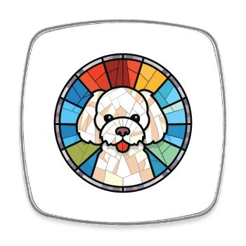 Bichon frisé chien race aquarelle Illustration - Magnet carré - blanc - Devant
