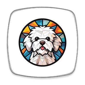 Bichon Frize chien race aquarelle Illustration - Magnet carré - blanc - Devant