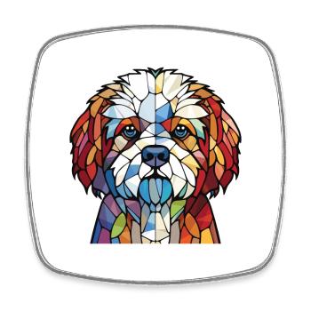 Bolognese Hunderasse Aquarell Glas Illustration - Viereckiger Kühlschrankmagnet - Weiß - Vorne