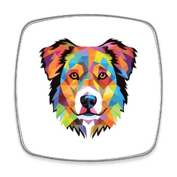 Carpathian Shepherd Dog Breed Colorful Watercolor - Square fridge magnet - white - Front