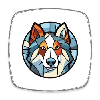 Canadian Eskimo Dog Breed Watercolor Illustration - Square fridge magnet - white - Front