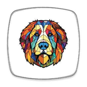 Caucasian Ovcharka Dog Breed Colorful Watercolor - Square fridge magnet - white - Front