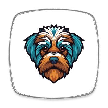 Bichon Yorkie chien race aquarelle Illustration - Magnet carré - blanc - Devant