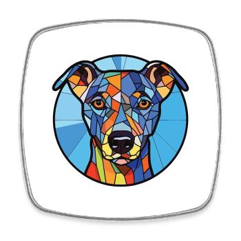 Blaue Spitzenhunderasse Aquarellglas-Illustration - Viereckiger Kühlschrankmagnet - Weiß - Vorne
