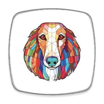 Borzoi Dog Breed Colorful Watercolor Illustration - Square fridge magnet - white - Front