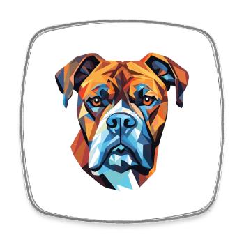 Bull Boxer Hund Rasse Aquarell Glas Illustration - Viereckiger Kühlschrankmagnet - Weiß - Vorne