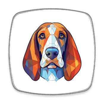 Blue Gascony Basset Dog Breed Colorful Watercolor - Square fridge magnet - white - Front