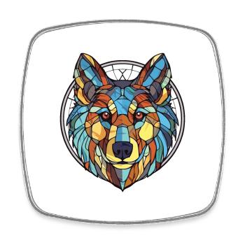 Cao De Castro Laboreiro Wolf Dog Breed Watercolor - Square fridge magnet - white - Front
