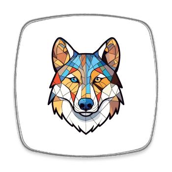 Labrador canadien Husky chien race aquarelle verre - Magnet carré - blanc - Devant
