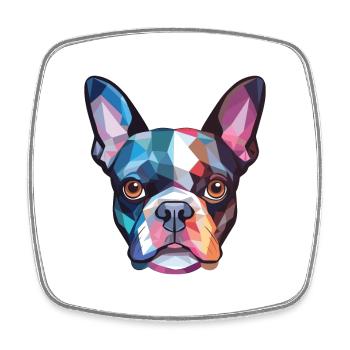 Boston Terrier Dog Breed Watercolor Illustration - Square fridge magnet - white - Front