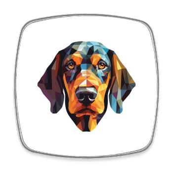 Noir et Tan Coonhound chien race verre aquarelle - Magnet carré - blanc - Devant