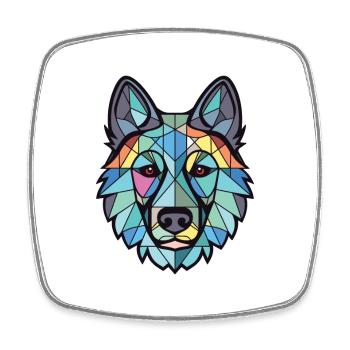 Schwarzes norwegischer Elchhund Hunderasse Aquarell - Viereckiger Kühlschrankmagnet - Weiß - Vorne