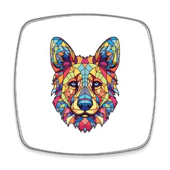 Bohemian Shepherd Dog Breed Colorful Watercolor - Square fridge magnet - white - Front