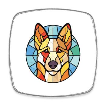 Berger Blanc Suisse Hunderasse buntes Aquarell - Viereckiger Kühlschrankmagnet - Weiß - Vorne