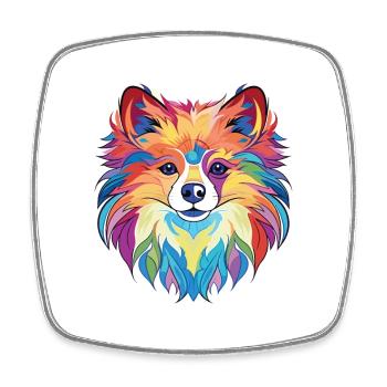 Pommersche Hunderasse Aquarell Glas Illustration - Viereckiger Kühlschrankmagnet - Weiß - Vorne