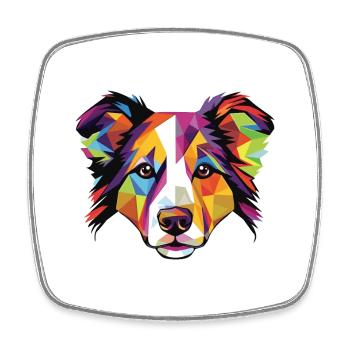Border Collie chien race aquarelle Illustration - Magnet carré - blanc - Devant