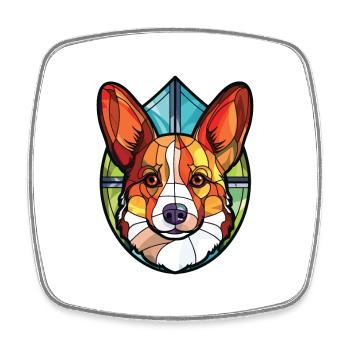 Corgi chien race coloré aquarelle illustration - Magnet carré - blanc - Devant