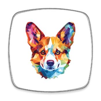 Corgi chien race coloré aquarelle illustration - Magnet carré - blanc - Devant