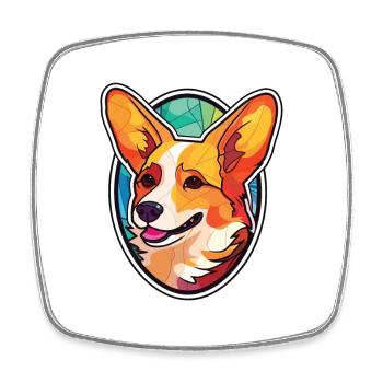 Corgi chien race coloré aquarelle illustration - Magnet carré - blanc - Devant
