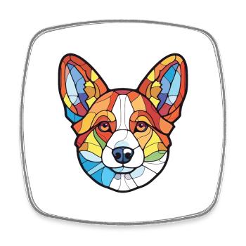Corgi chien race coloré aquarelle illustration - Magnet carré - blanc - Devant