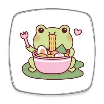 Süßer Frosch liebt es, Ramen-Nudeln zu essen - Viereckiger Kühlschrankmagnet - Weiß - Vorne