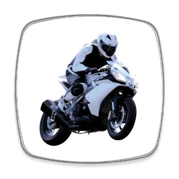 Motocyclette - Magnet carré - blanc - Devant