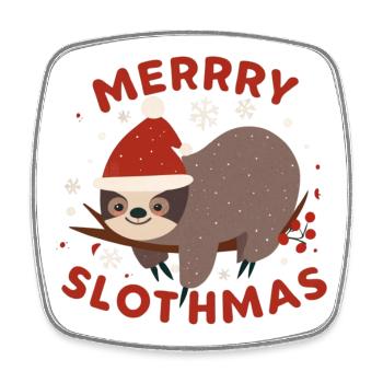 Merry slothmas Chemise animal paresseux de Noël - Magnet carré - blanc - Devant