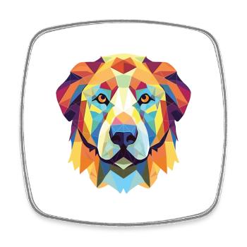 Central Asian Shepherd Dog Breed Watercolor Glass - Square fridge magnet - white - Front