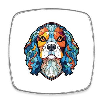 Cavalier King Charles Spaniel chien race aquarelle - Magnet carré - blanc - Devant