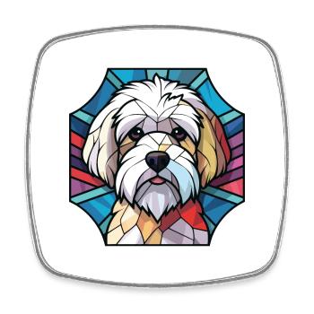 Coton Du Tuléar race chien aquarelle illustration - Magnet carré - blanc - Devant