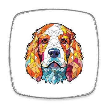 Clumber Spaniel Hunderasse Aquarell Illustration - Viereckiger Kühlschrankmagnet - Weiß - Vorne