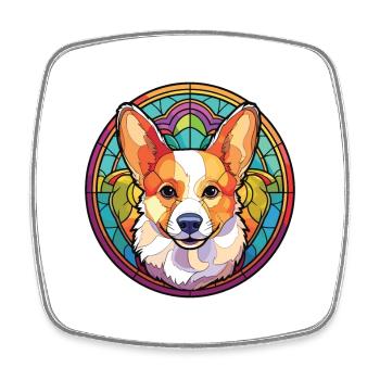 Corgi chien race coloré aquarelle illustration - Magnet carré - blanc - Devant