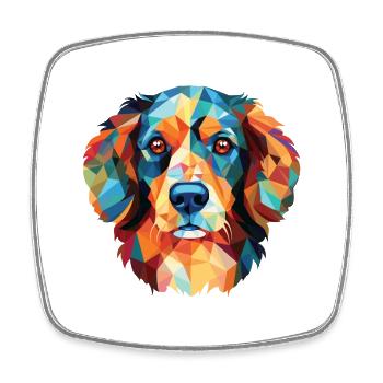 Drentsche Patrijshond Dog Breed Watercolor Glass - Square fridge magnet - white - Front