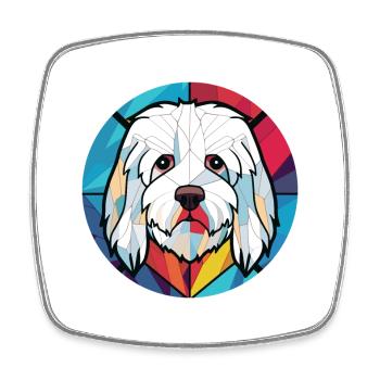 Coton De Tuléar race chien aquarelle illustration - Magnet carré - blanc - Devant