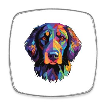 Verre aquarelle de race de chien Retriever enduit plat - Magnet carré - blanc - Devant