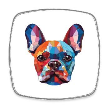 Bouledogue Français chien race aquarelle Illustration - Magnet carré - blanc - Devant