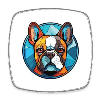 Bouledogue Français chien race aquarelle Illustration - Magnet carré - blanc - Devant