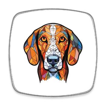 French White And Black Hound Dog Breed Watercolor - Square fridge magnet - white - Front