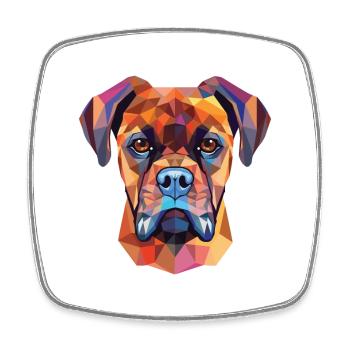 German Boxer Dog Breed Watercolor Illustration - Square fridge magnet - white - Front