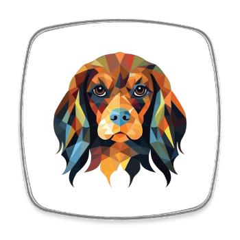 Anglais Toy Spaniel chien race aquarelle colorée - Magnet carré - blanc - Devant
