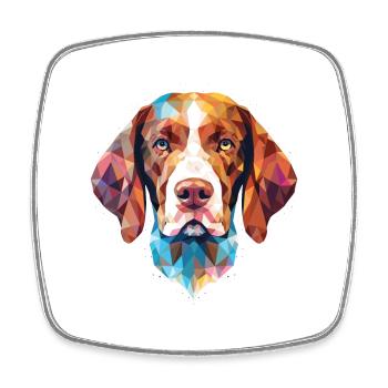 French Gascony Pointer Dog Breed Watercolor Glass - Square fridge magnet - white - Front