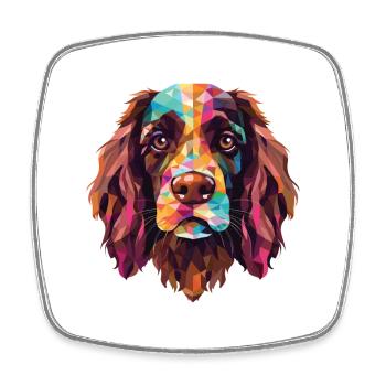 Français Épagneul chien race aquarelle Illustration - Magnet carré - blanc - Devant