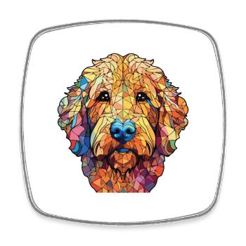 Goldendoodle Dog Breed Watercolor Illustration - Square fridge magnet - white - Front