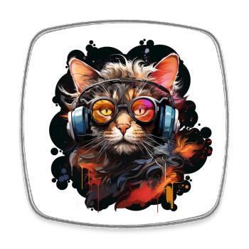 The Gamer Cat - Viereckiger Kühlschrankmagnet - Weiß - Vorne