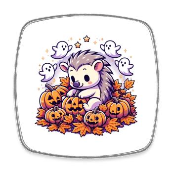 Süßes Schwein Halloween Deko mit Kürbissen - Viereckiger Kühlschrankmagnet - Weiß - Vorne