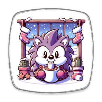 Igel mit Wintermotiv - Viereckiger Kühlschrankmagnet - Weiß - Vorne